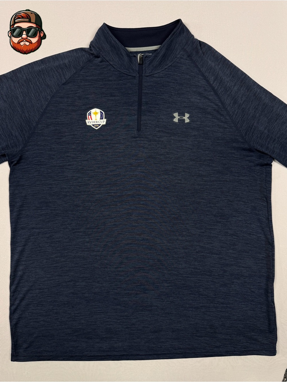 Under Armour XXL Heat Gear Navy 1/4 Zip Long Sleeve Pullover Ryder Cup 2016